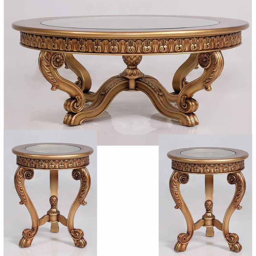European Furniture - Carlotta 3 Piece Luxury Occasional Table Set in Golden Bronze - 41951-ET-CT - New Star Living