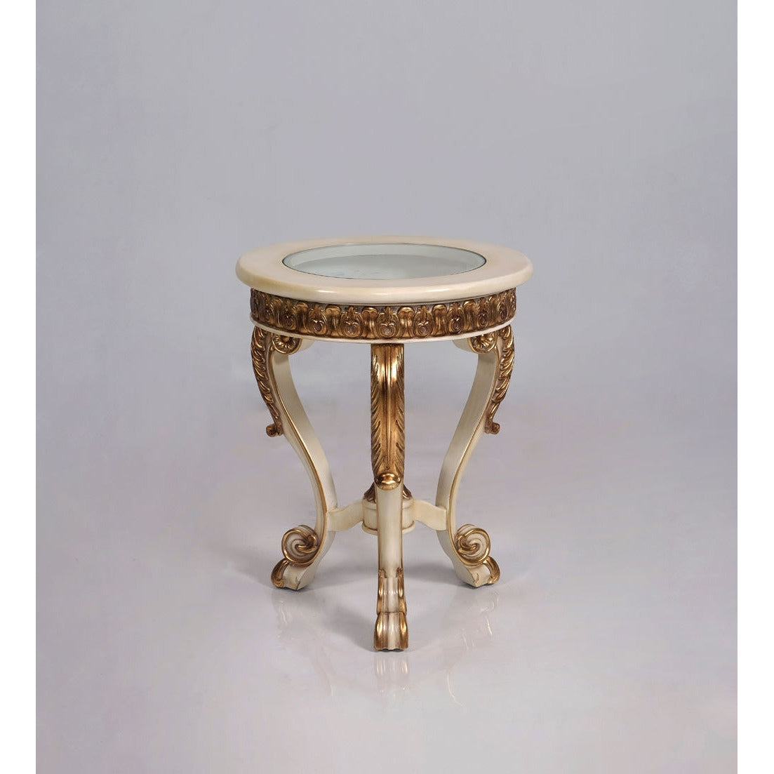 European Furniture - Veronica 3 Piece Luxury Occasional Table Set in Antique Beige and Antique Dark Gold leaf - 47075-CT-ET - New Star Living