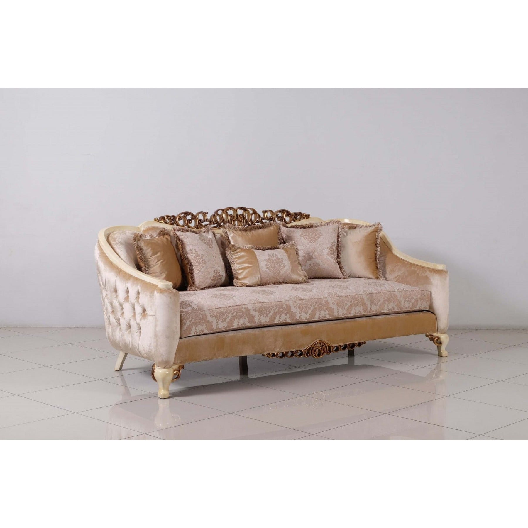 European Furniture - Angelica 2 Piece Living Room Set in Beige & Gold - 45350-2SET - New Star Living