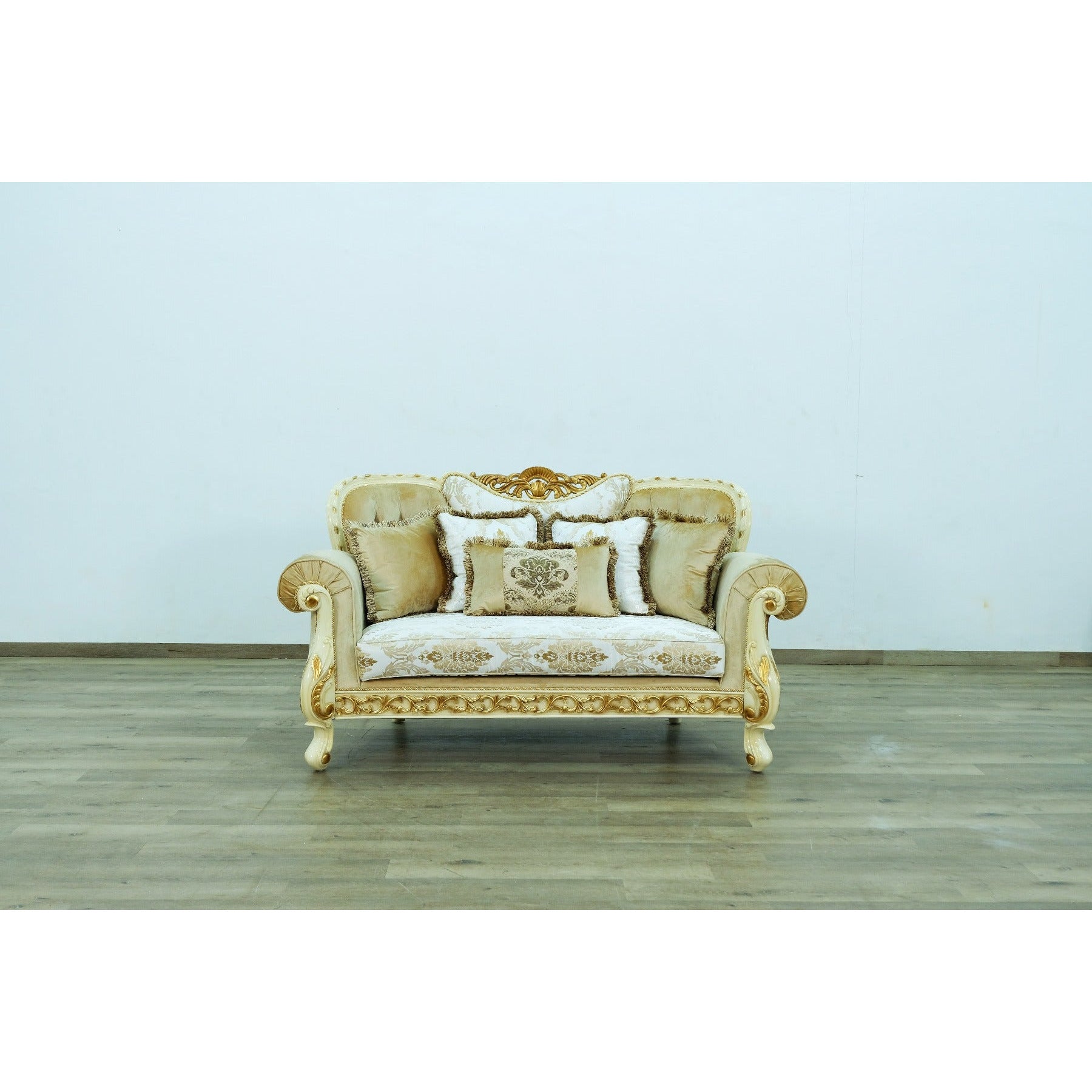 European Furniture - Fantasia 4 Piece Living Room Set in Gold-Off White - 40015-4SET - New Star Living