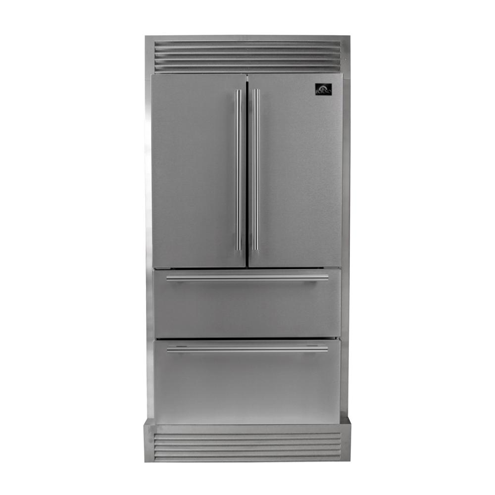 Forno 36″ Moena Refrigerator FORNO ALTA QUALITA Freestanding French Doors With Ice Maker and Decorative Grill -FFRBI1820-40SG - New Star Living