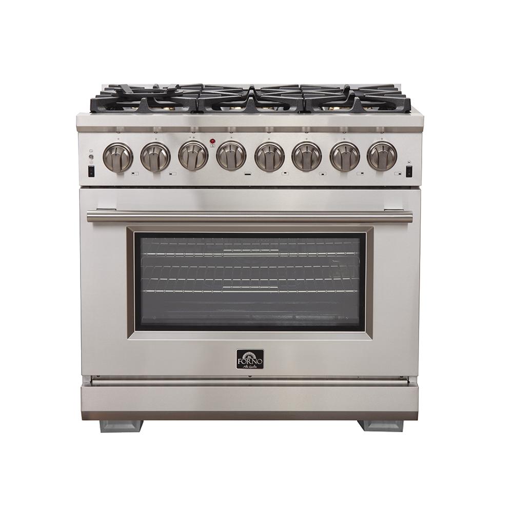 Forno Capriasca - Titanium Professional 36" Freestanding 240V Electric Oven Gas Surface Dual Fuel Range - FFSGS6187-36 - New Star Living