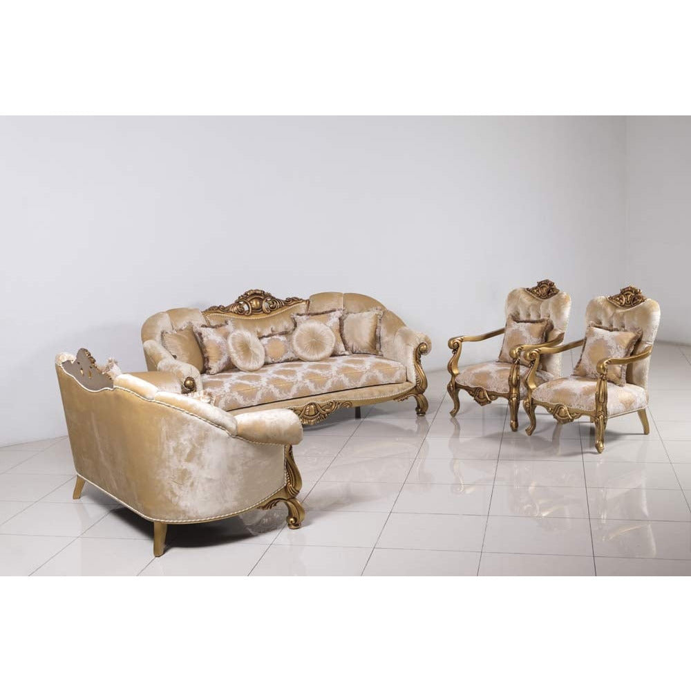 European Furniture - Golden Knights 3 Piece Luxury Living Room Set in Golden Bronze - 4590-S2C - New Star Living