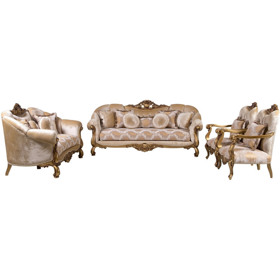 European Furniture - Golden Knights 4 Piece Luxury Living Room Set in Golden Bronze - 4590-SL2C - New Star Living