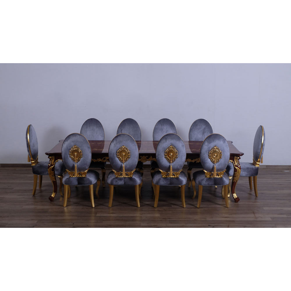 European Furniture - Luxor 9 Piece Luxury Dining Table Set in Gray & Light Gold - 68582-68582G-9SET - New Star Living