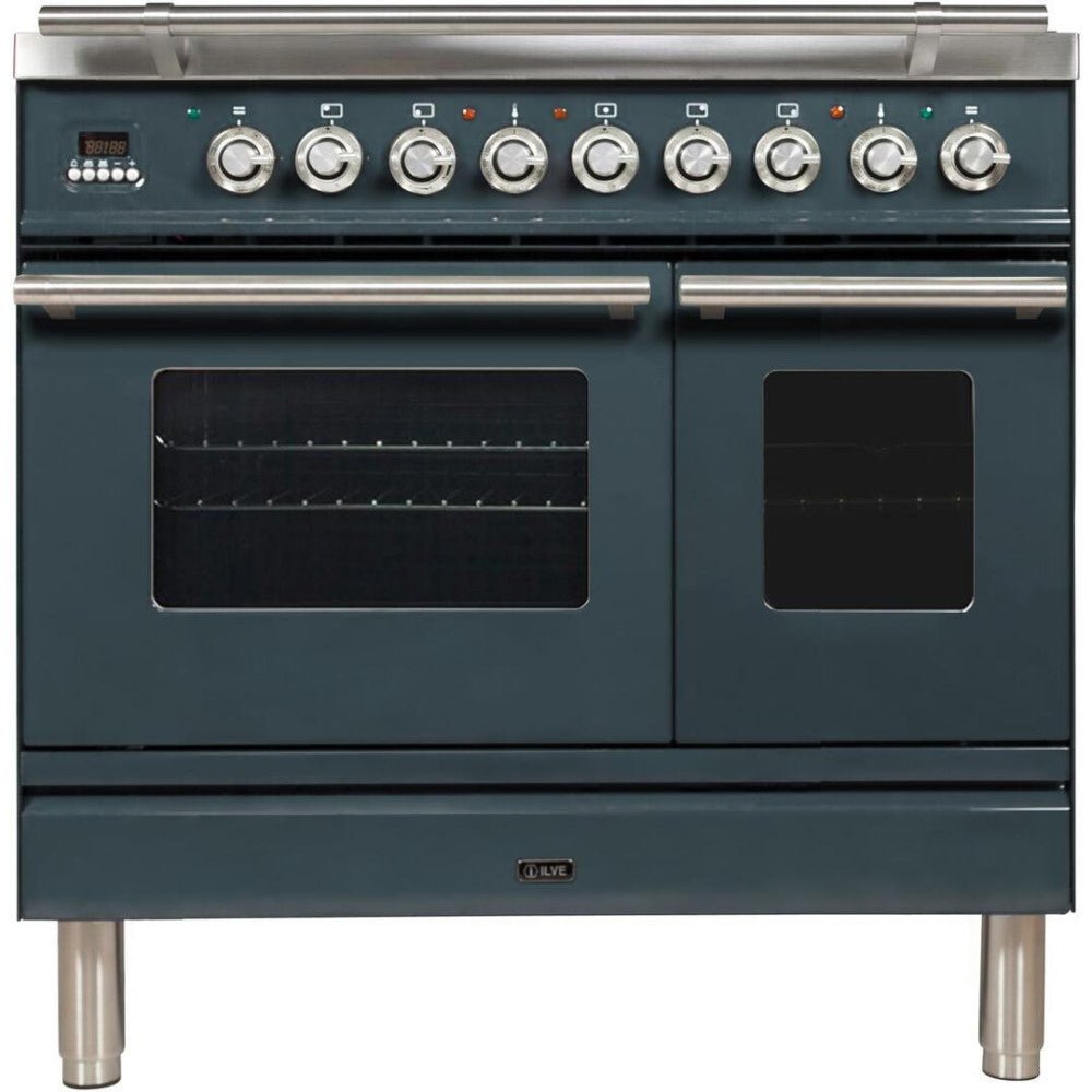 ILVE 36" Professional Plus Series Freestanding Double Oven Dual Fuel Range with 5 Sealed Burners and Griddle - UPDW90FDM - New Star Living