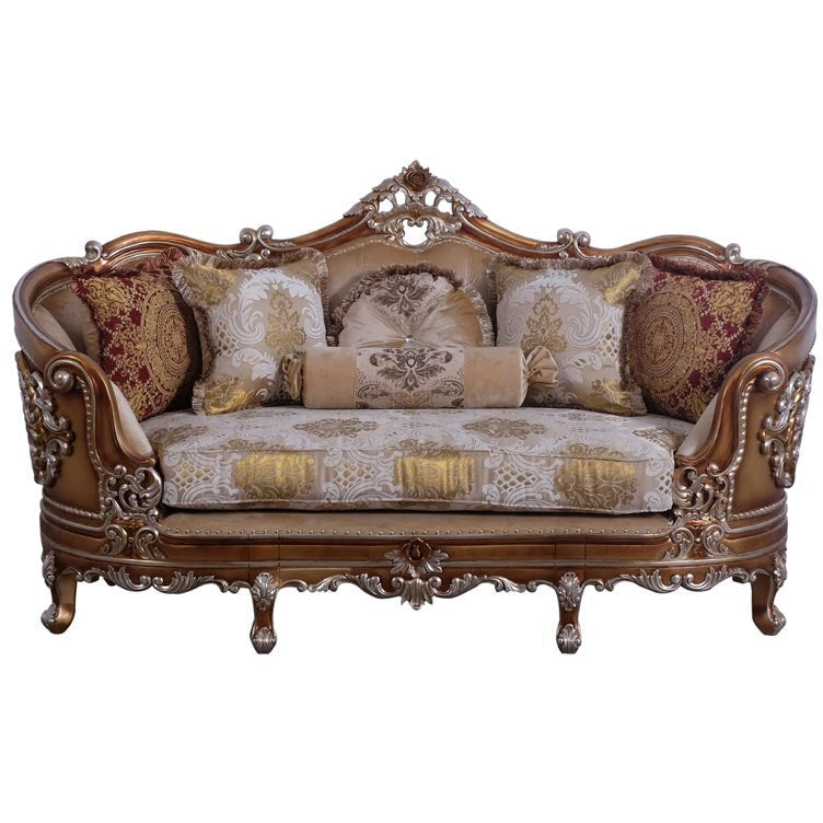 European Furniture - Saint Germain Luxury Loveseat in Light Gold & Antique Silver - 35550-L - New Star Living