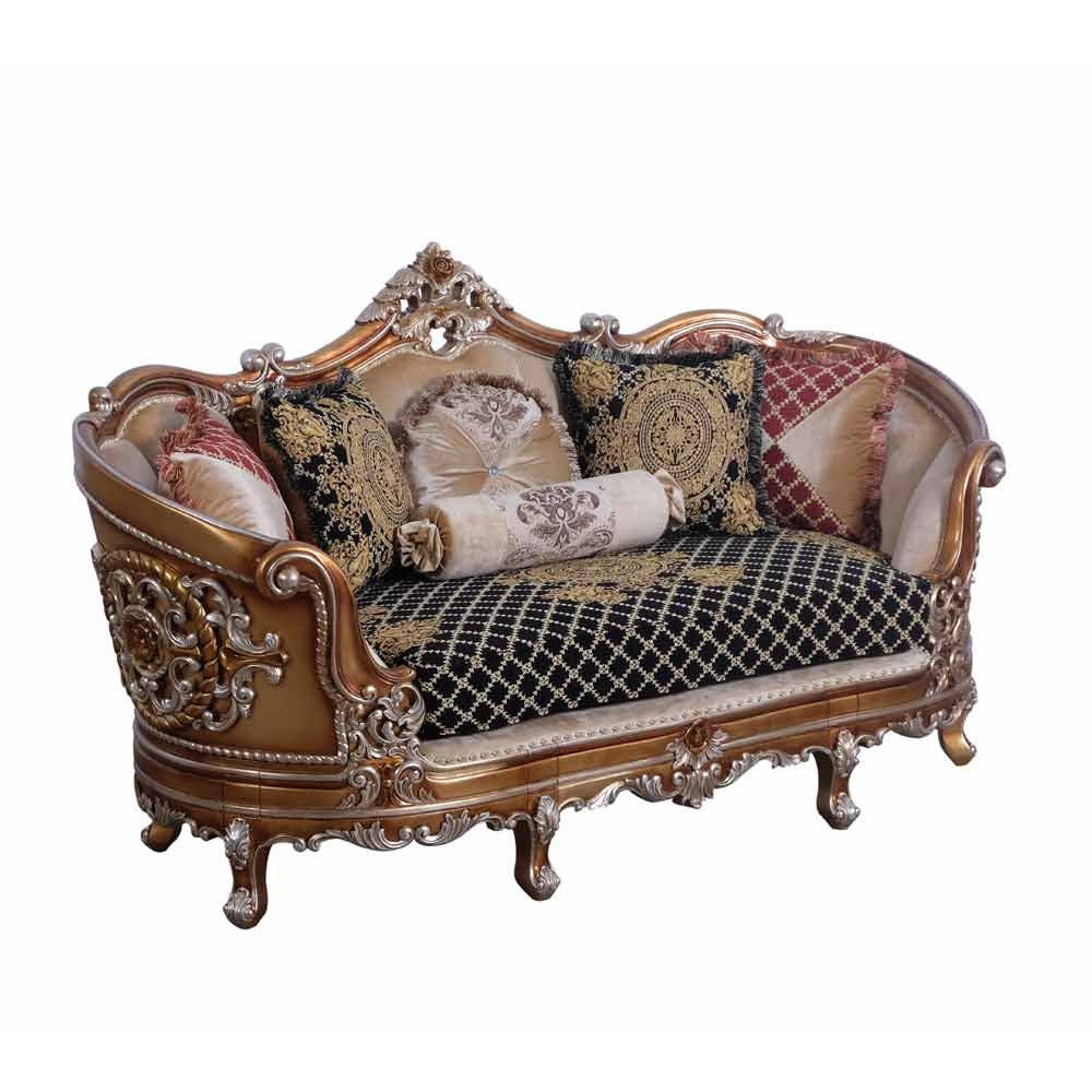 European Furniture - Saint Germain II 2 Piece Luxury Sofa Set in Light Gold & Antique Silver - 35552-SL - New Star Living