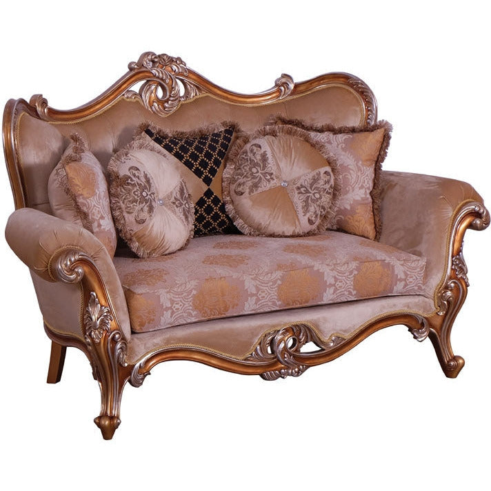 European Furniture - Augustus 2 Piece Luxury Sofa Set in Light Gold & Antique Silver - 37057-SL - New Star Living
