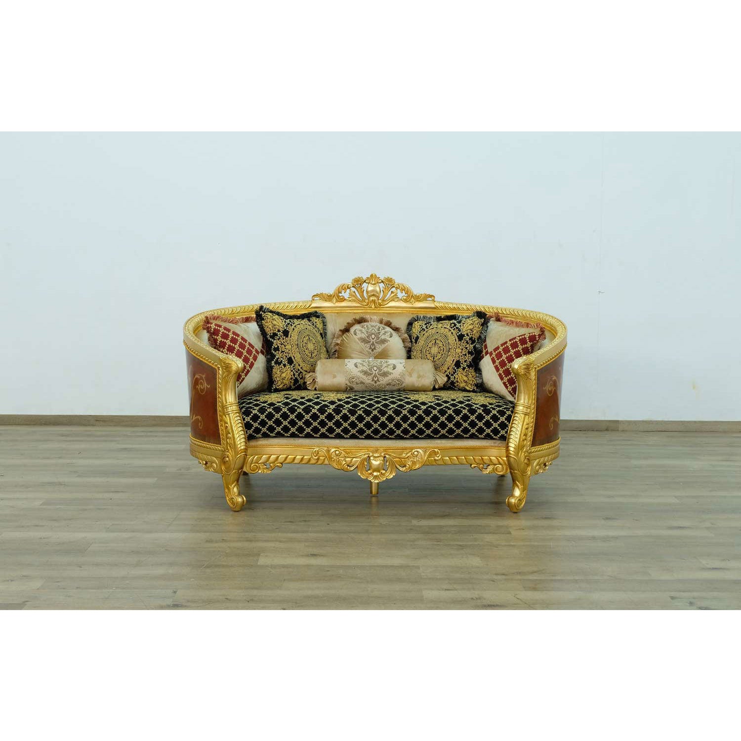 European Furniture - Luxor 4 Piece Living Room Set in Gold Leaf Black - 68585-4SET - New Star Living