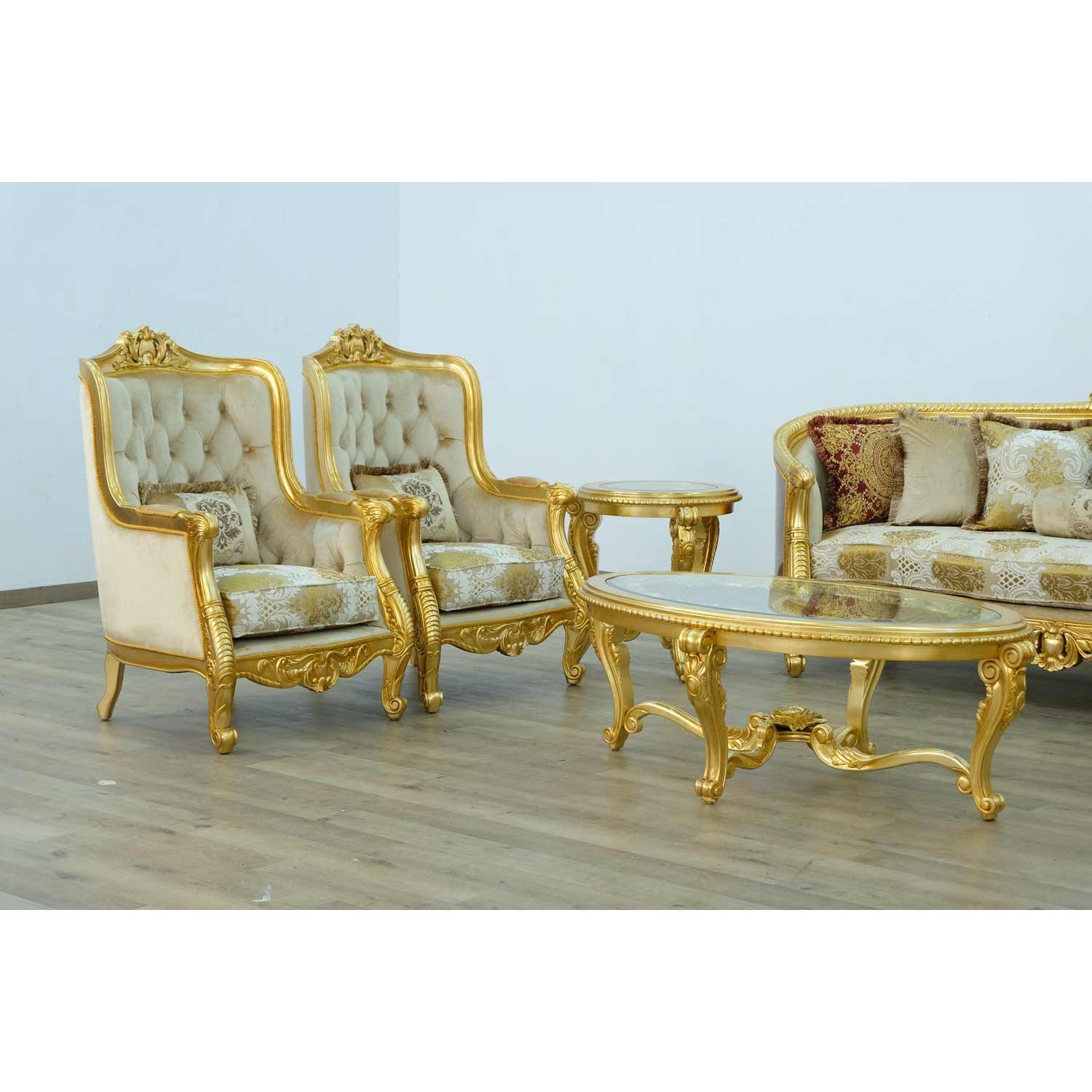 European Furniture - Luxor 2 Piece Living Room Set in Gold Leaf - 68584-2SET - New Star Living