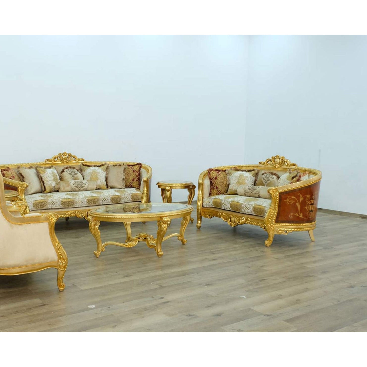 European Furniture - Luxor Loveseat in Gold Leaf - 68584-L - New Star Living