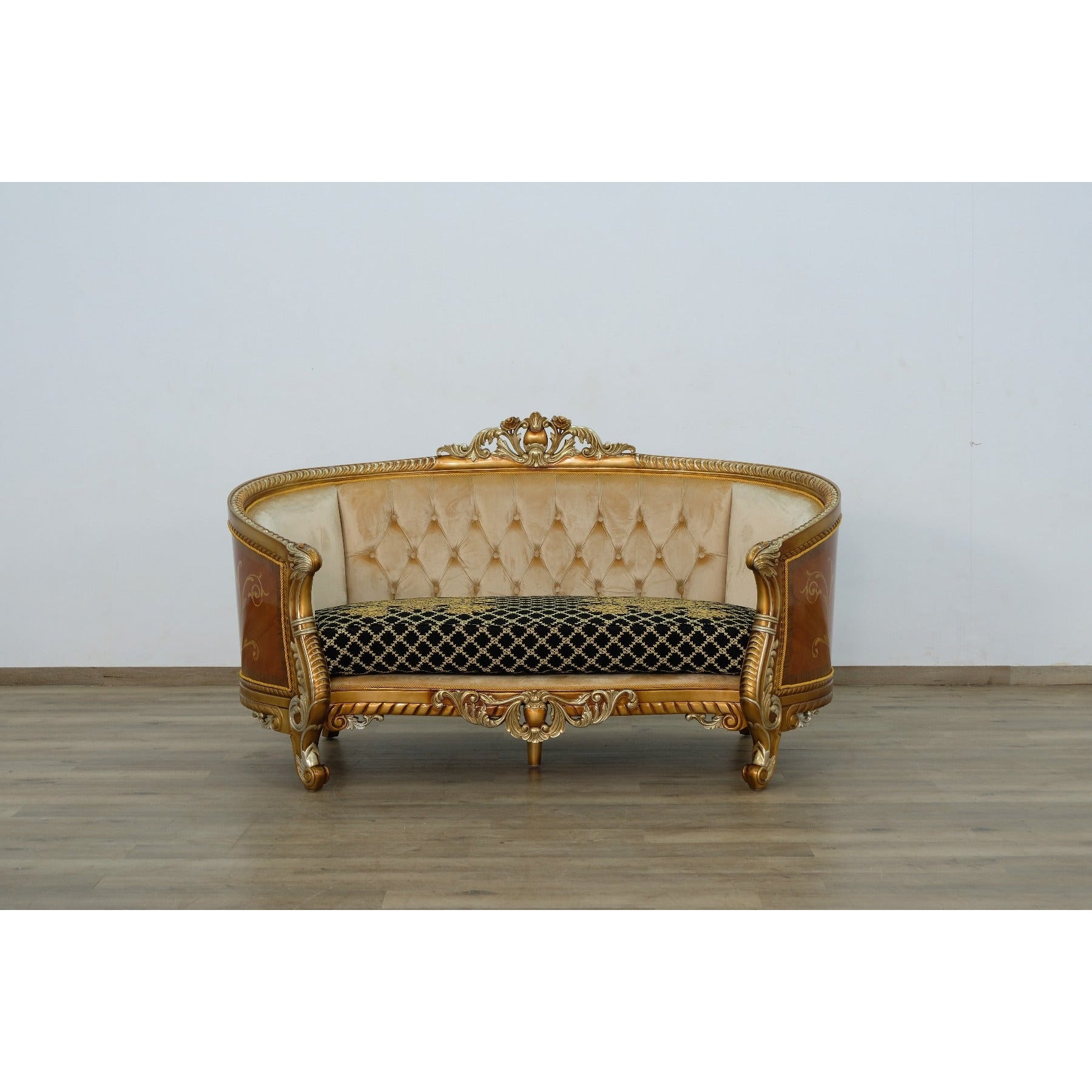 European Furniture - Luxor II Loveseat in Black Gold - 68586-L - New Star Living