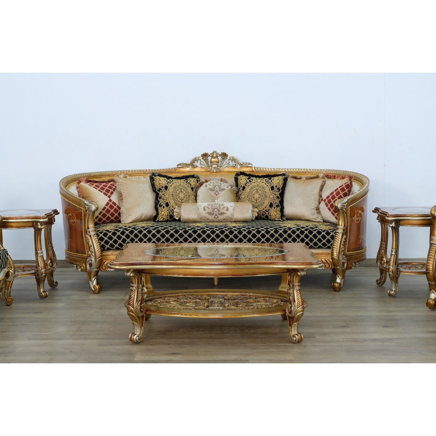 European Furniture - Luxor II 4 Piece Living Room Set in Black Gold - 68586-4SET - New Star Living