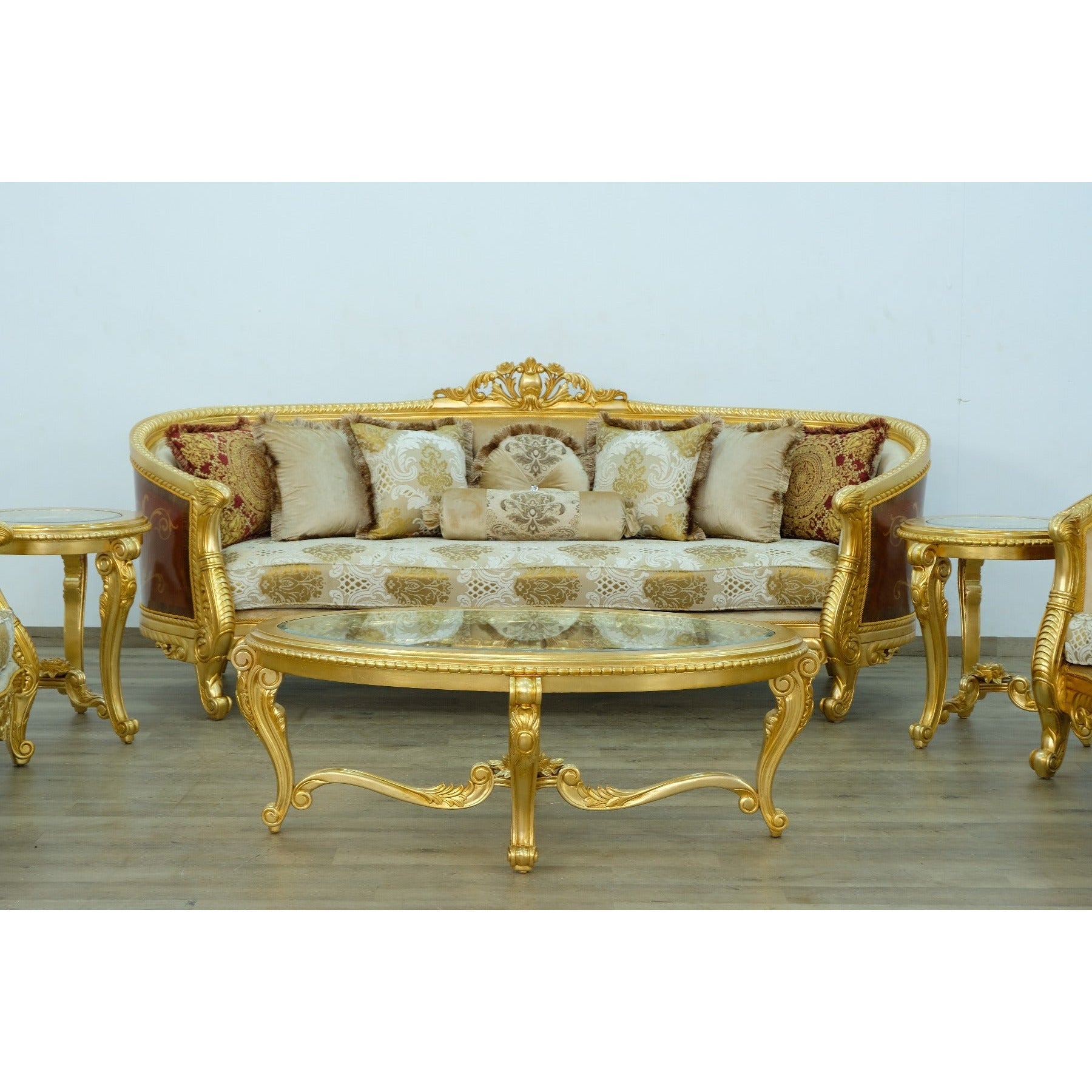 European Furniture - Luxor 4 Piece Living Room Set in Gold Leaf - 68584-4SET - New Star Living