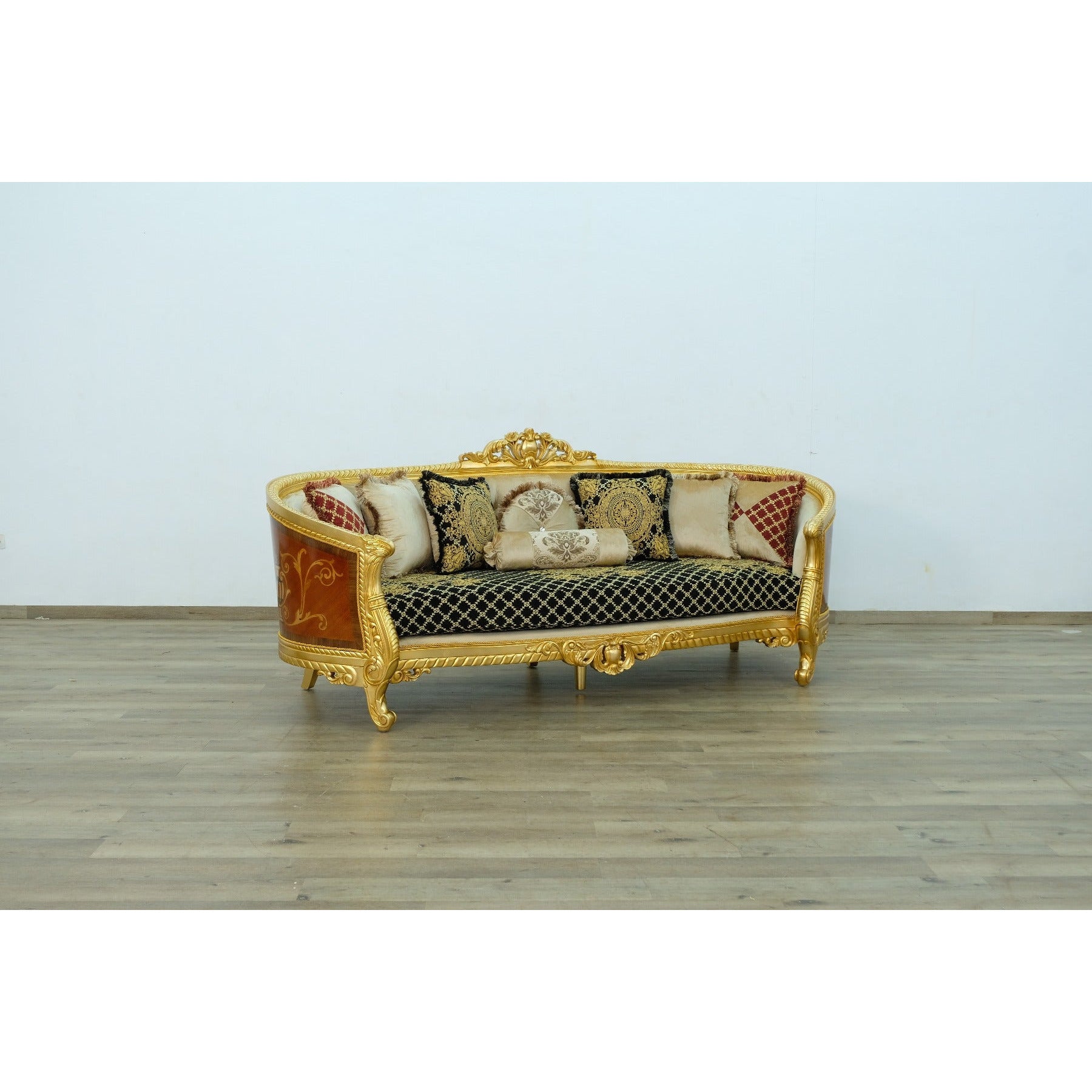 European Furniture - Luxor 3 Piece Living Room Set in Gold Leaf Black - 68585-3SET - New Star Living