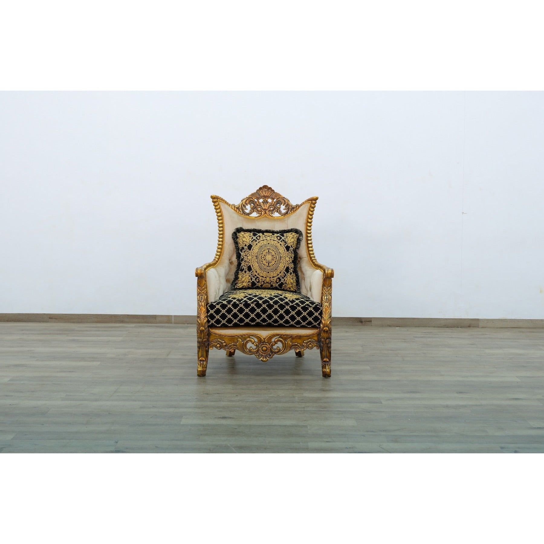 European Furniture - Maggiolini II Chair in Black and Gold - 31059-C - New Star Living