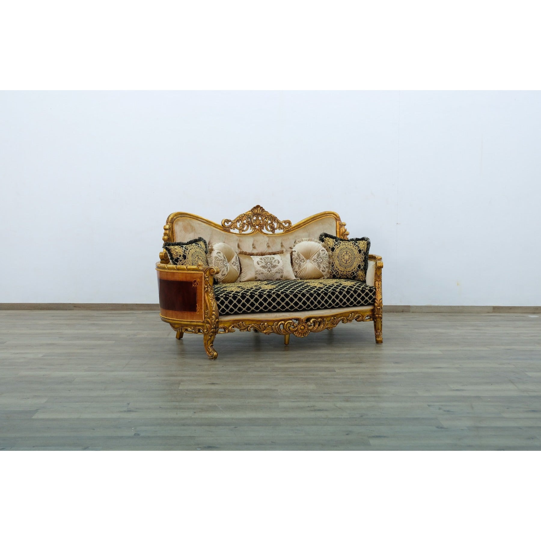 European Furniture - Maggiolini II Loveseat in Black and Gold - 31059-L - New Star Living