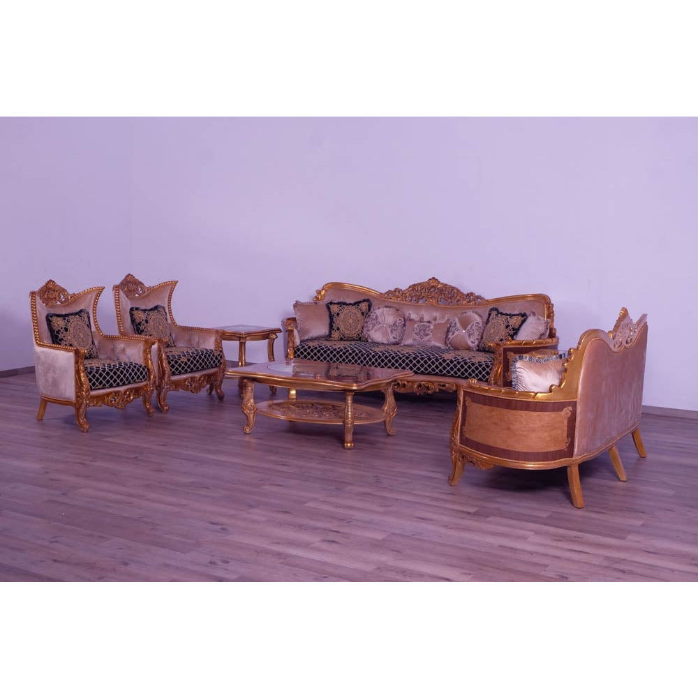 European Furniture - Modigliani II Luxury Loveseat in Black and Gold - 31052-L - New Star Living