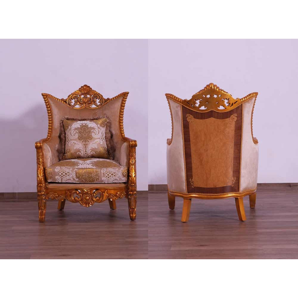 European Furniture - Modigliani III 4 Piece Luxury Living Room Set in Ikat and Gold - 31056-SL2C - New Star Living