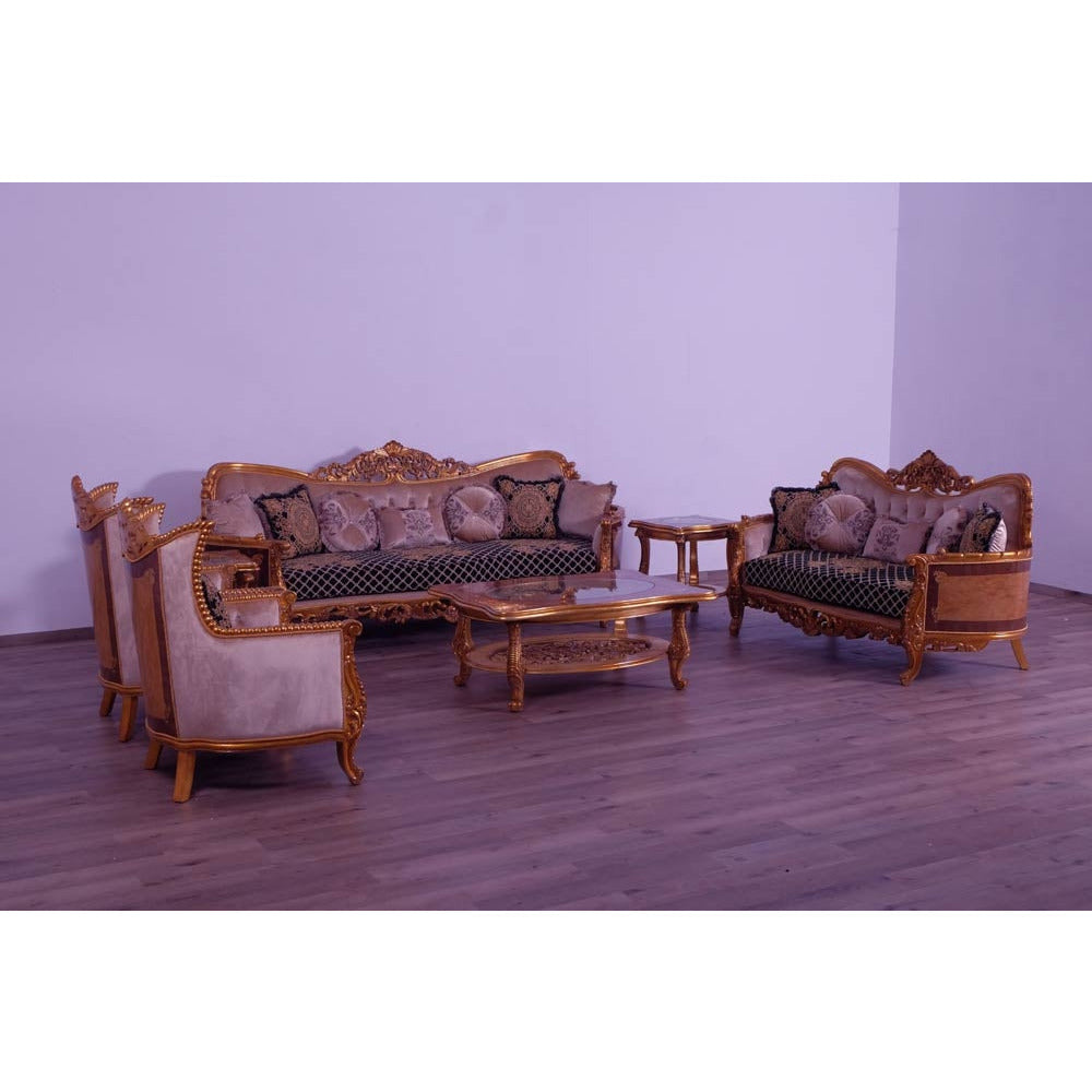 European Furniture - Modigliani II Luxury Sofa in Black and Gold - 31052-S - New Star Living