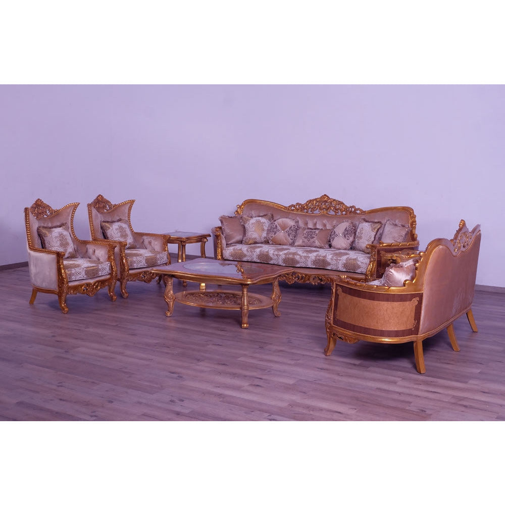 European Furniture - Modigliani III Luxury Sofa in Ikat and Gold - 31056-S - New Star Living