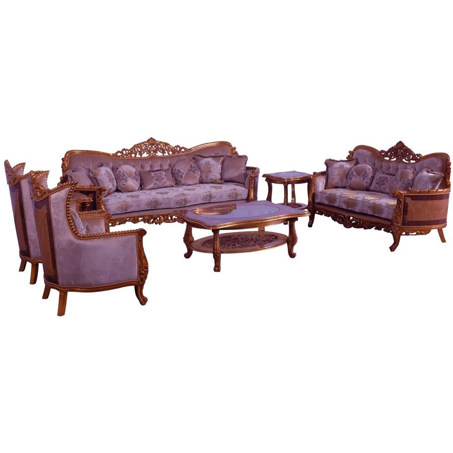 European Furniture - Modigliani III Luxury Chair in Ikat and Gold - 31056-C - New Star Living
