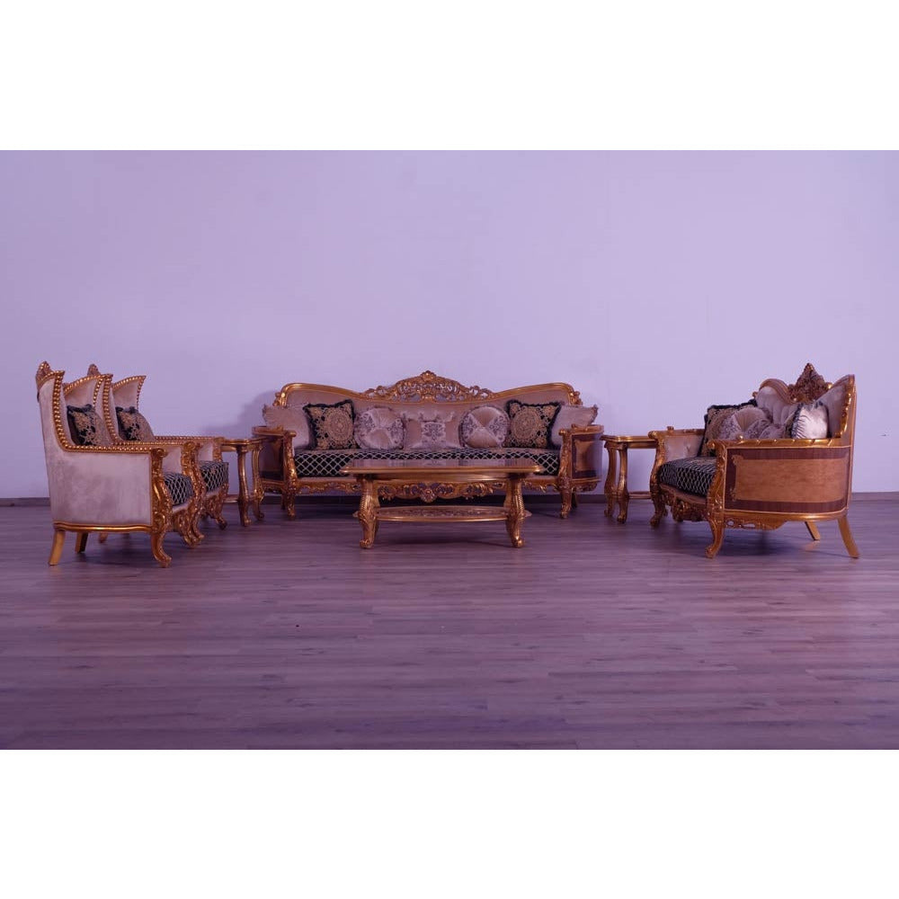 European Furniture - Modigliani II 2 Piece Luxury Sofa Set in Black and Gold - 31052-SL - New Star Living