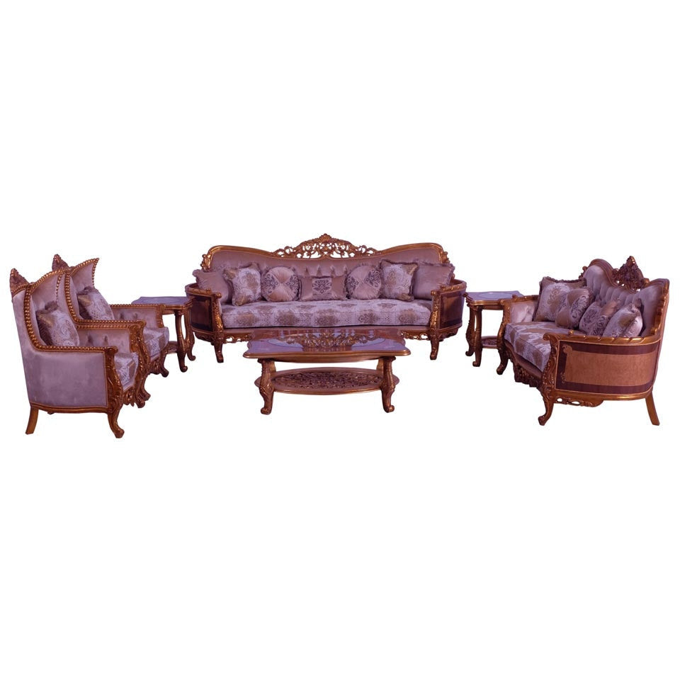 European Furniture - Modigliani III 3 Piece Luxury Living Room Set in Ikat and Gold - 31056-SLC - New Star Living
