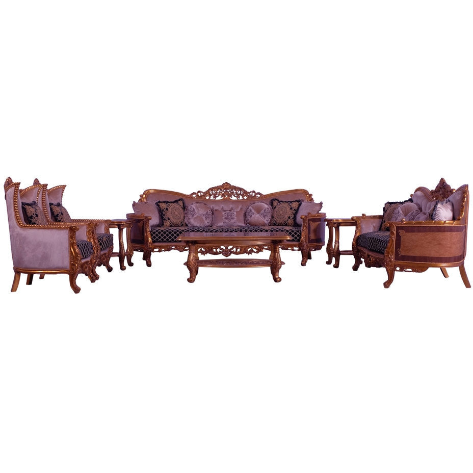 European Furniture - Modigliani II 2 Piece Luxury Sofa Set in Black and Gold - 31052-SC - New Star Living