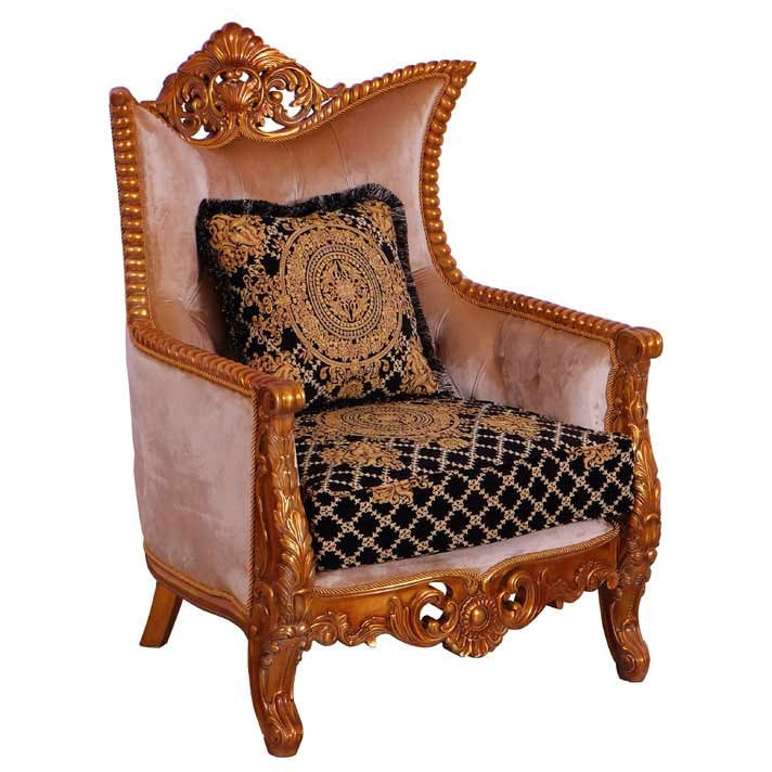 European Furniture - Modigliani II 3 Piece Luxury Living Room Set in Black and Gold - 31052-SLC - New Star Living