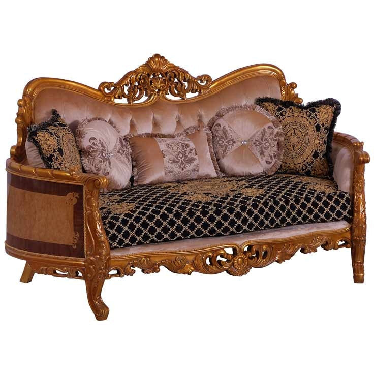 European Furniture - Modigliani II 4 Piece Luxury Living Room Set in Black and Gold - 31052-SL2C - New Star Living