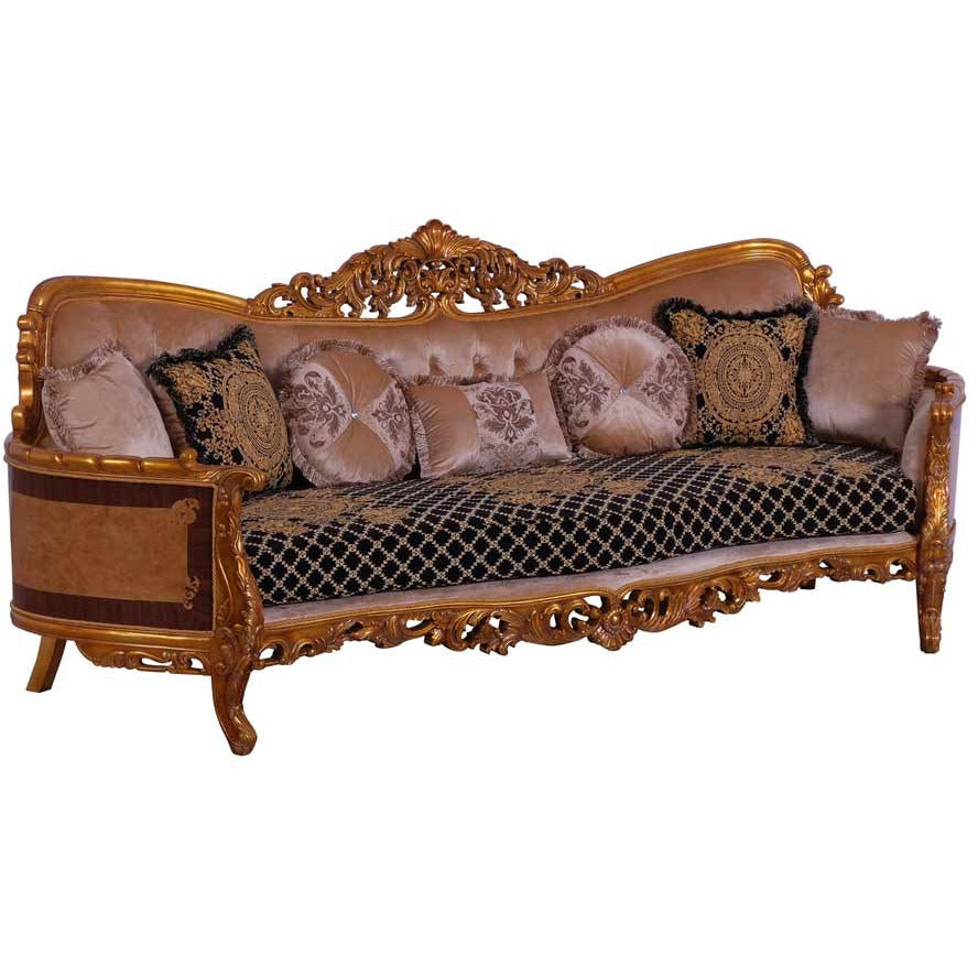 European Furniture - Modigliani II 2 Piece Luxury Sofa Set in Black and Gold - 31052-SC - New Star Living