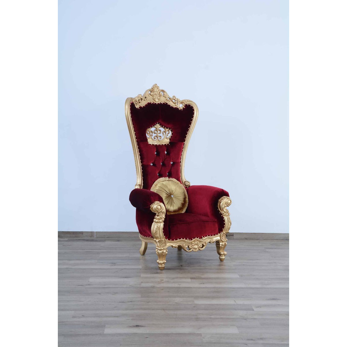 European Furniture - Queen Elizabeth High Back Chair in Red - 35095 - New Star Living
