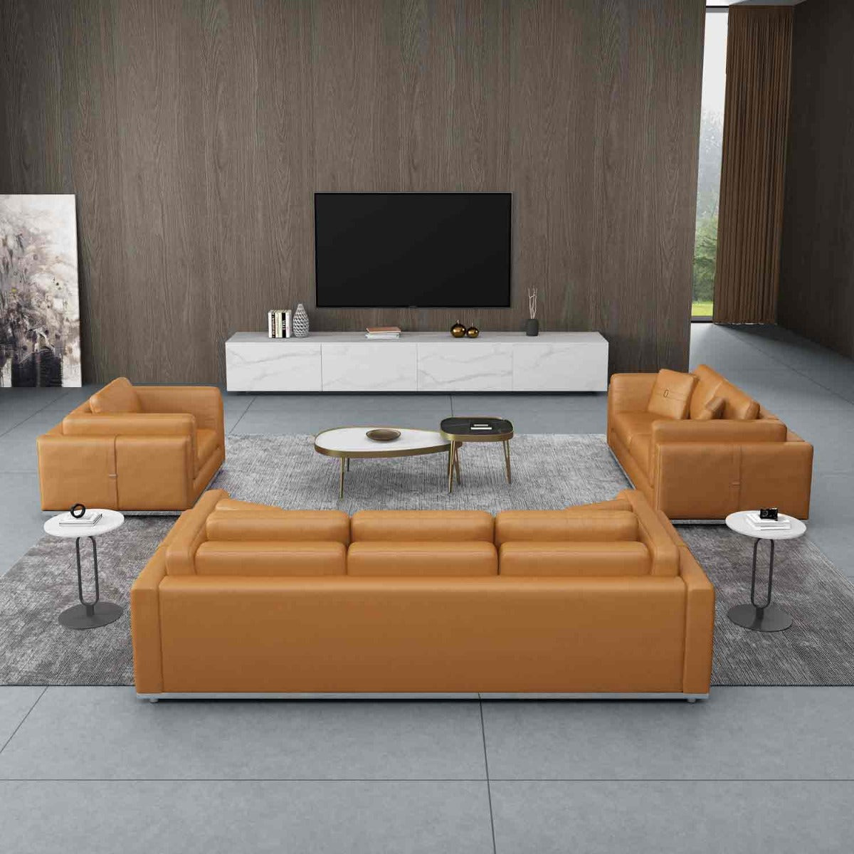 European Furniture - Picasso Loveseat in Cognac - 25552-L - New Star Living