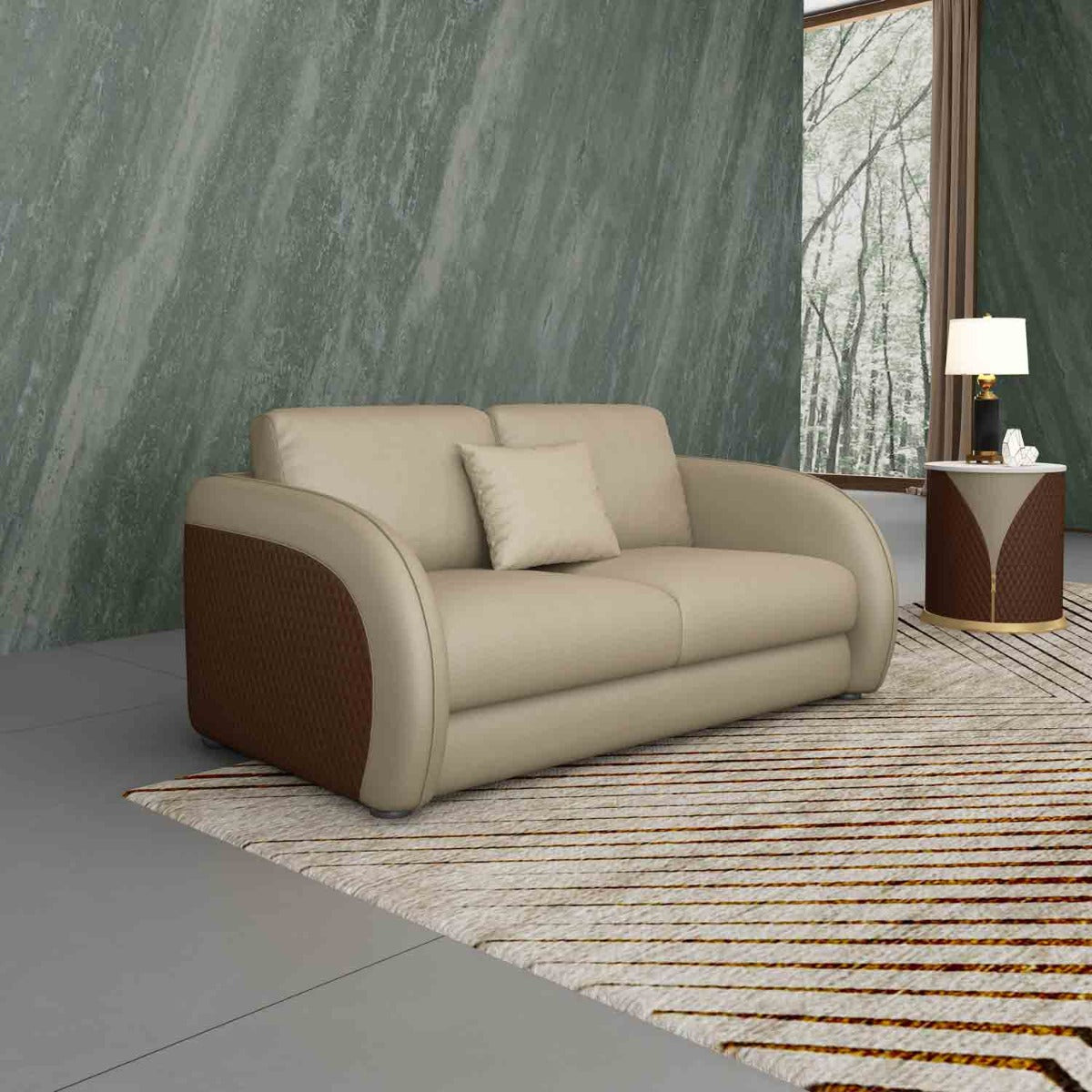European Furniture - Noir Loveseat in Sand Beige & Brown - 90880-L - New Star Living