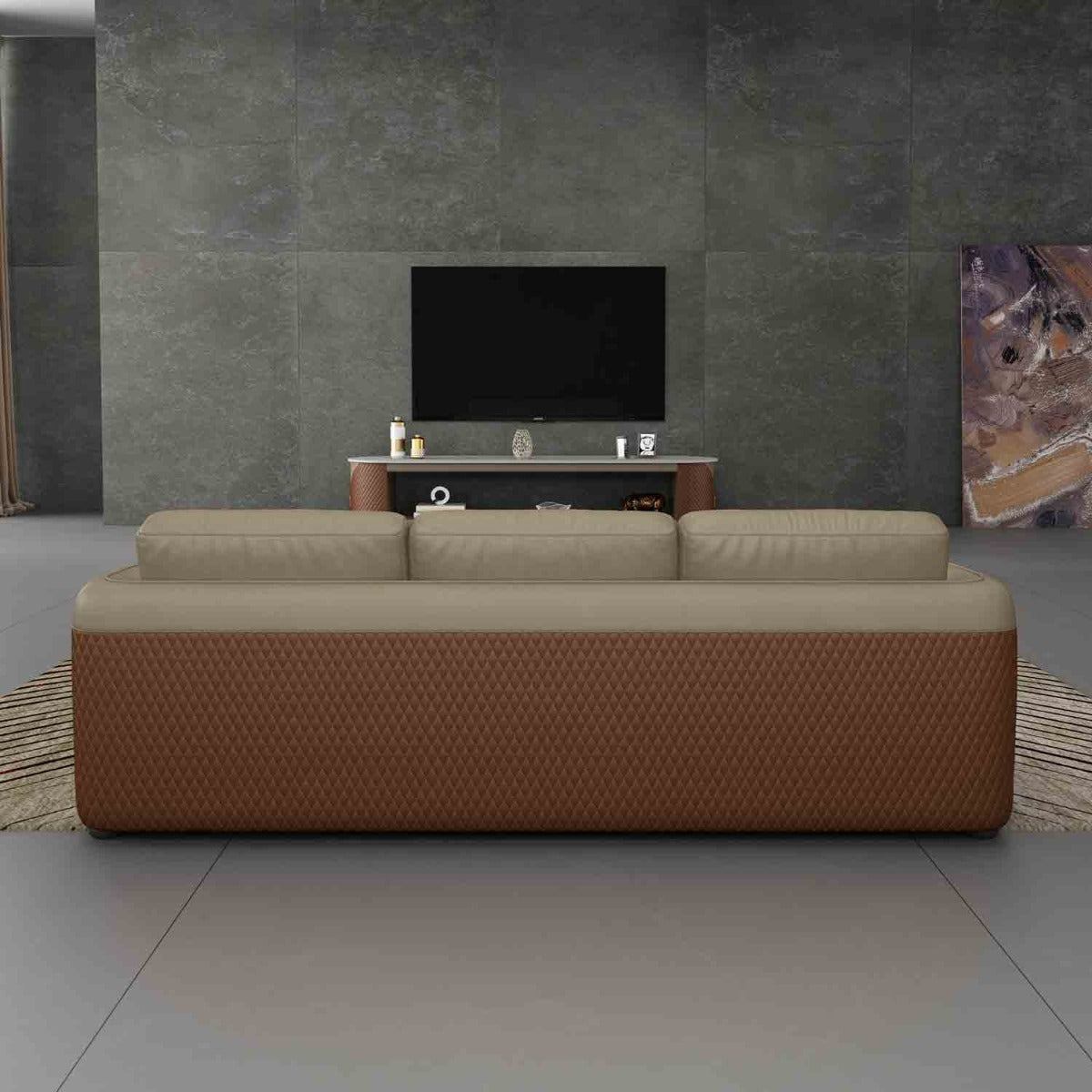 European Furniture - Noir 3 Piece Living Room Set in Sand Beige & Brown - 90880-3SET - New Star Living
