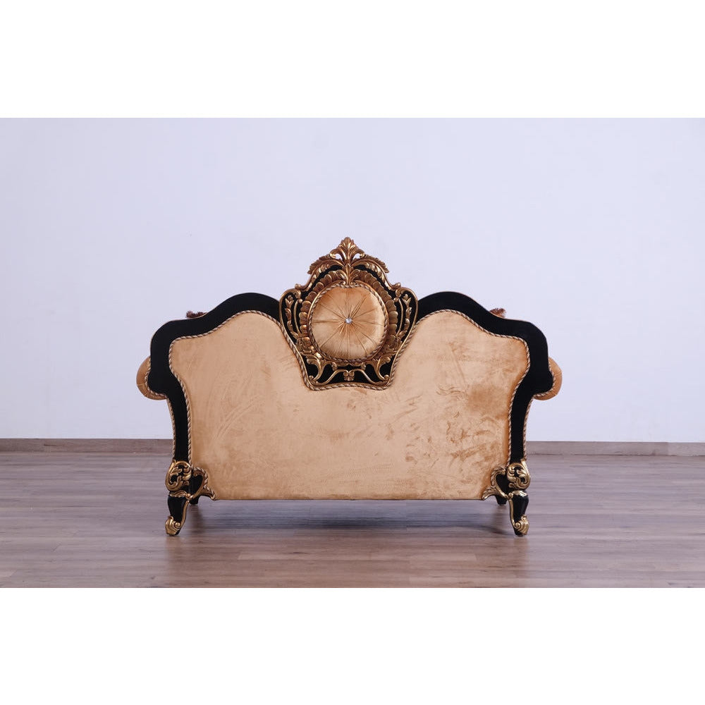 European Furniture - Raffaello 2 Piece Luxury Sofa Set in Black & Antique Dark Gold Leaf - 41024-SL - New Star Living