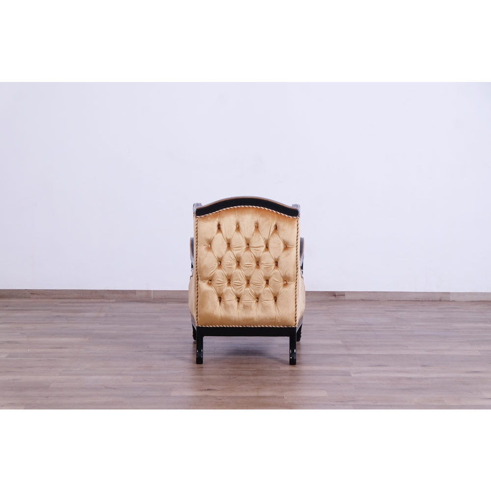 European Furniture - Raffaello 2 Piece Luxury Sofa Set in Black & Antique Dark Gold Leaf - 41024-SC - New Star Living