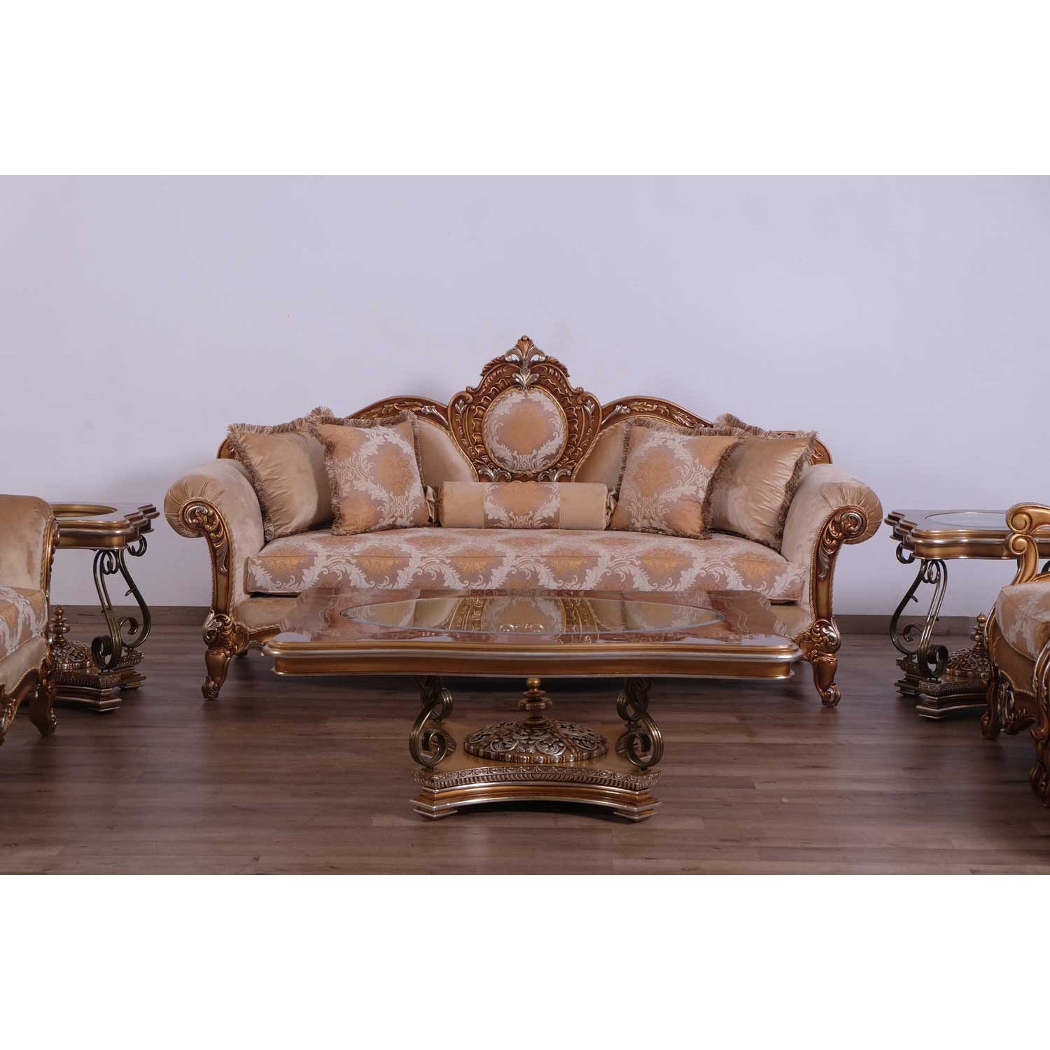 European Furniture - Raffaello 4 Piece Living Room Set in Beige Gold - 41026-4SET - New Star Living