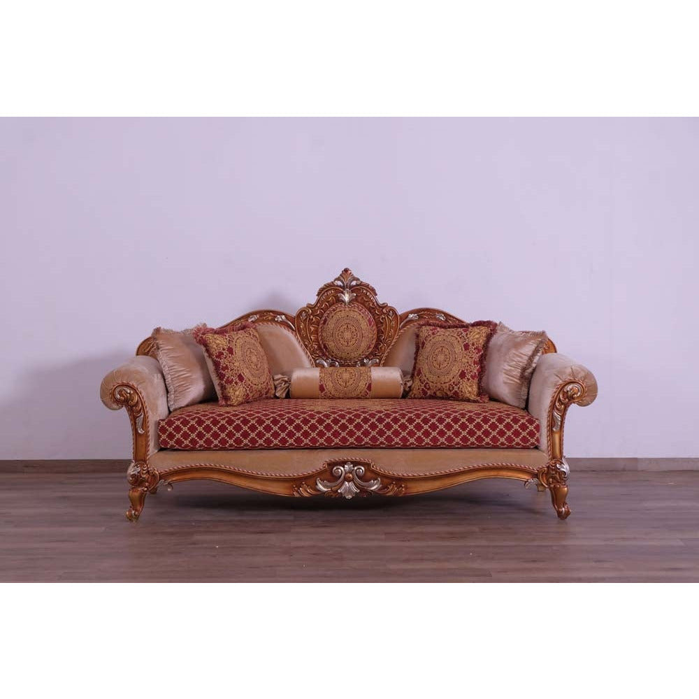 European Furniture - Raffaello III Luxury Sofa in Red & Gold - 41022-S - New Star Living
