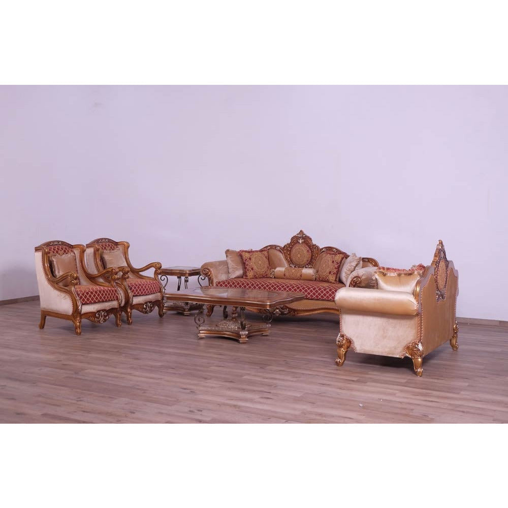 European Furniture - Raffaello III End Table in Red & Gold - 41026-ET - New Star Living
