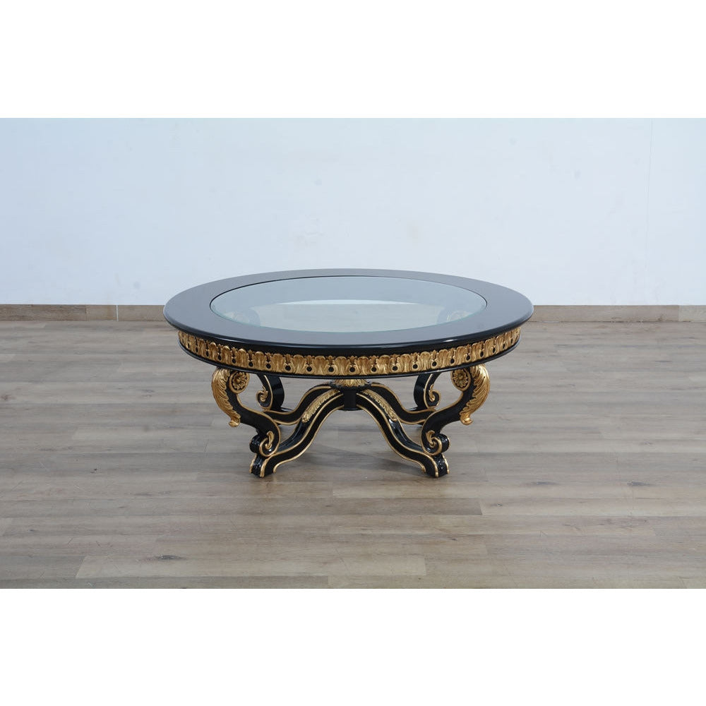 European Furniture - Raffaello Coffee Table in Black & Antique Dark Gold Leaf - 41024-CT - New Star Living