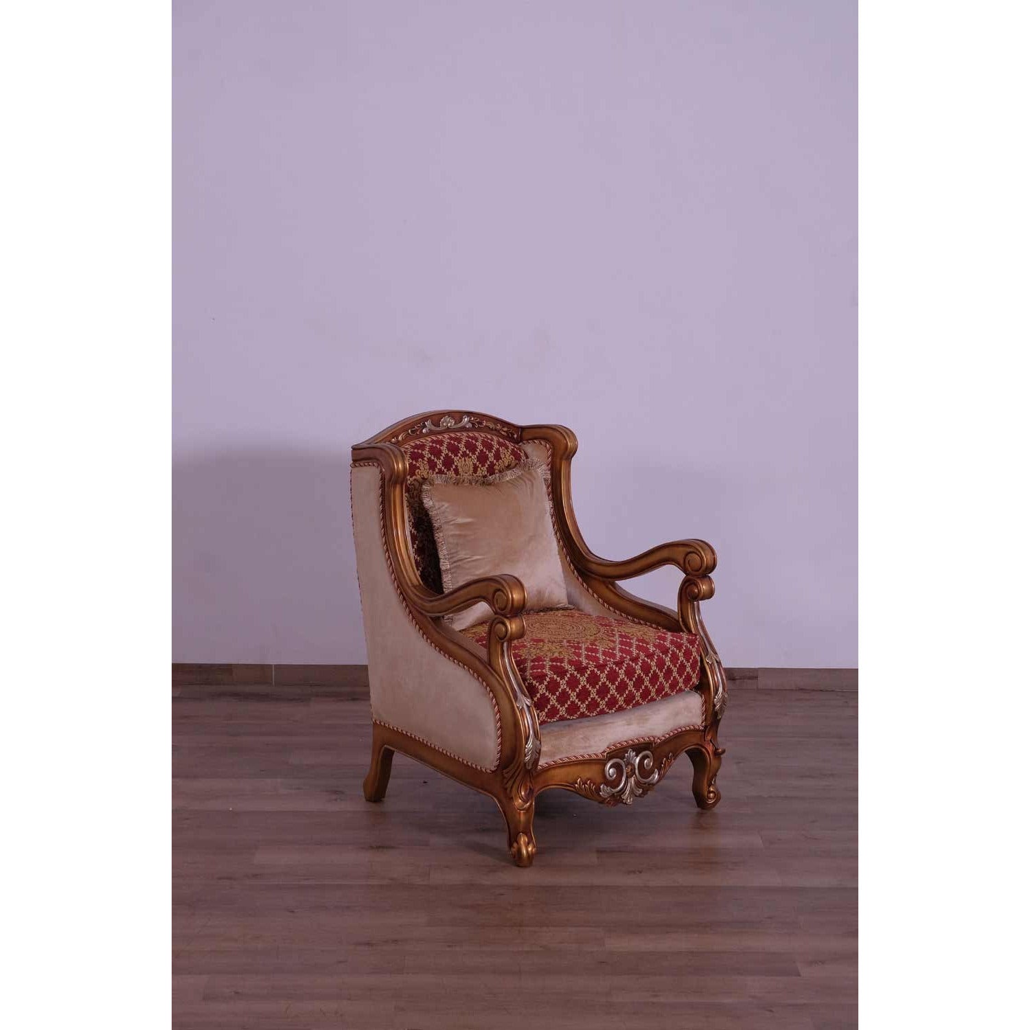 European Furniture - Raffaello III 2 Piece Luxury Sofa Set in Red & Gold - 41022-SC - New Star Living