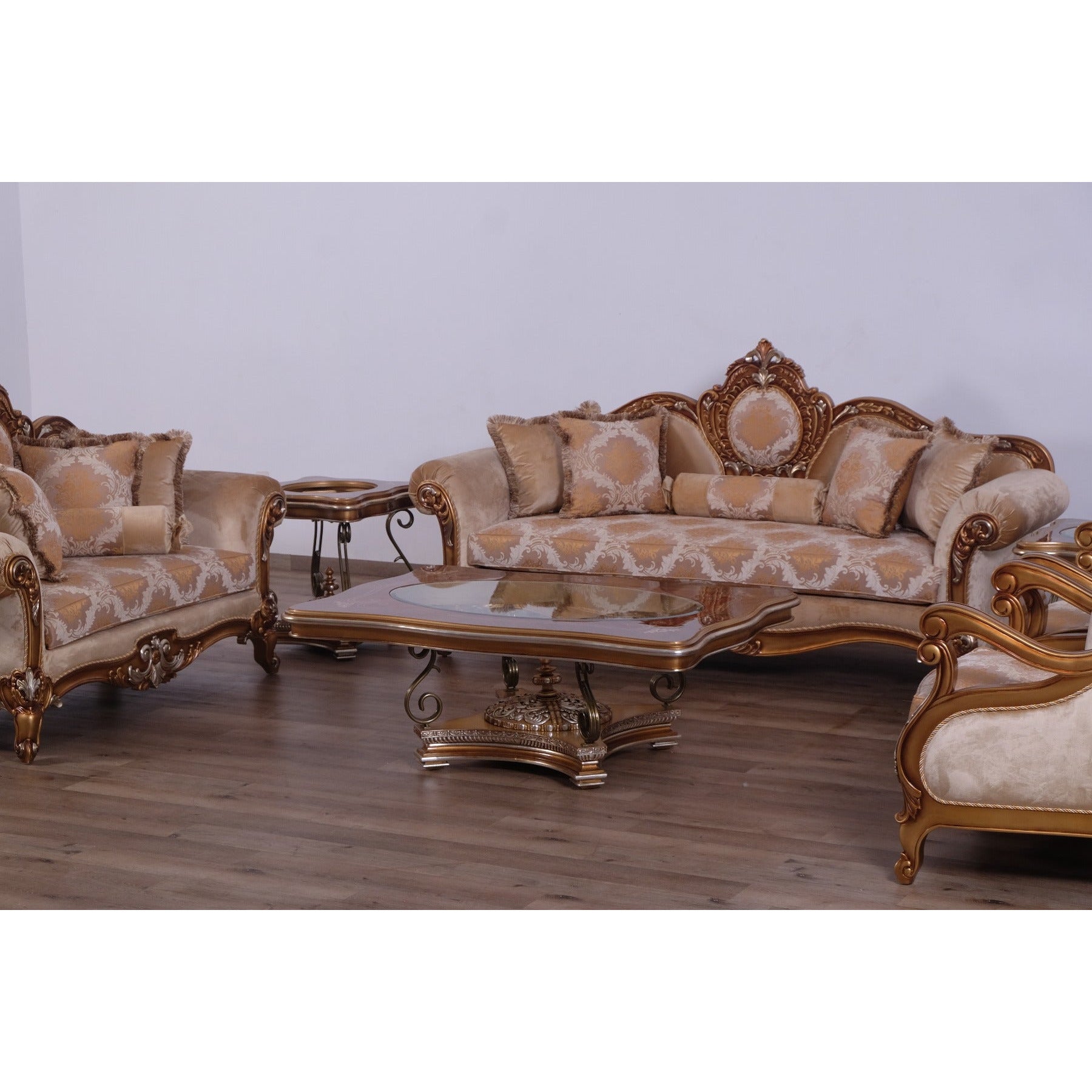 European Furniture - Raffaello 4 Piece Living Room Set in Beige Gold - 41026-4SET - New Star Living