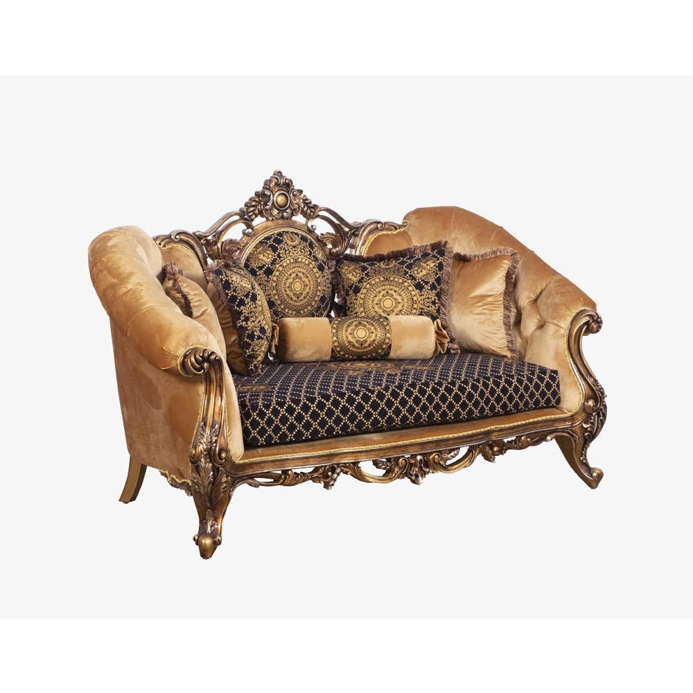 European Furniture - Rosella 4 Piece Luxury Living Room Set in Black and Parisian Bronze - 44697-SL2C - New Star Living
