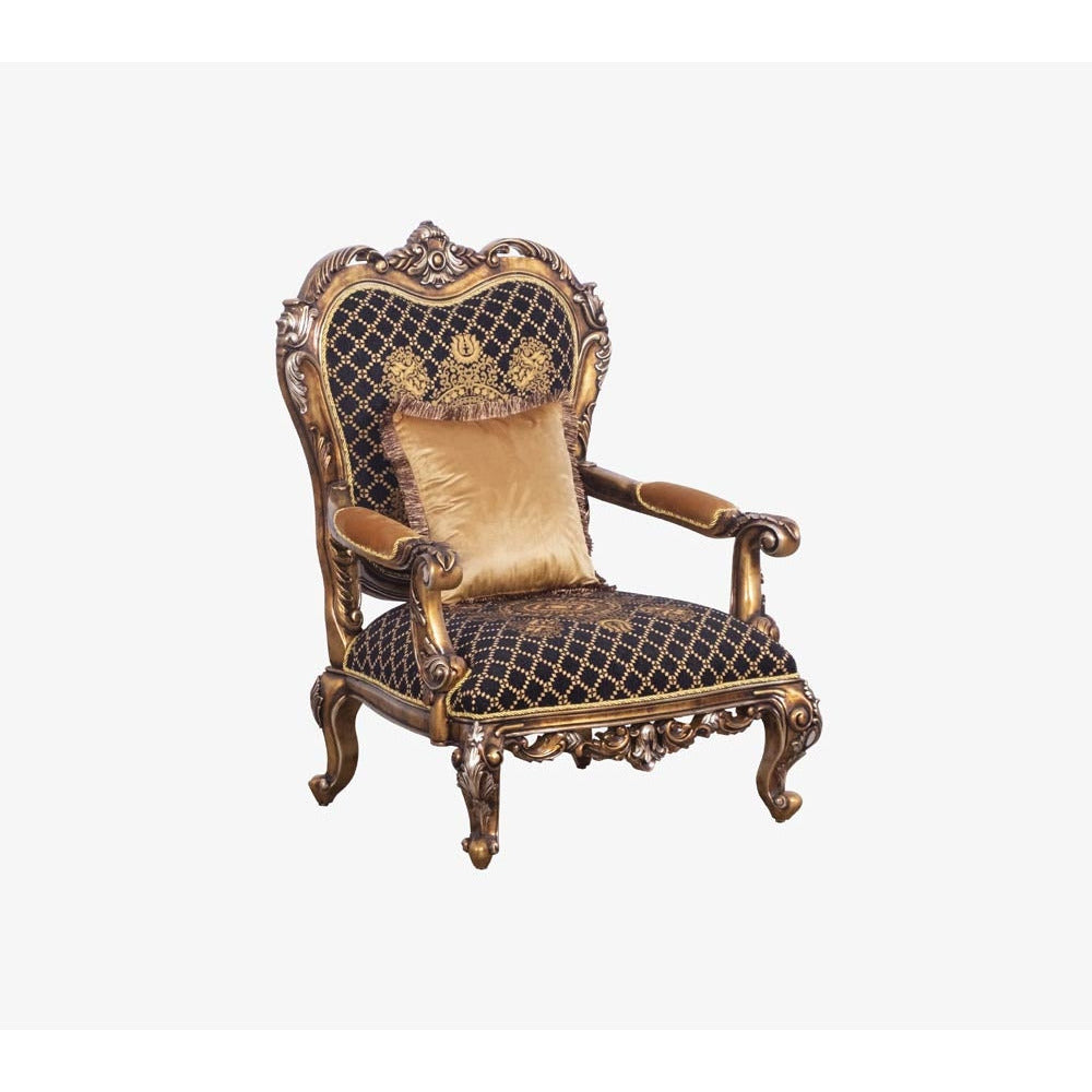 European Furniture - Rosella Luxury Chair in Black and Parisian Bronze - 44697-C - New Star Living