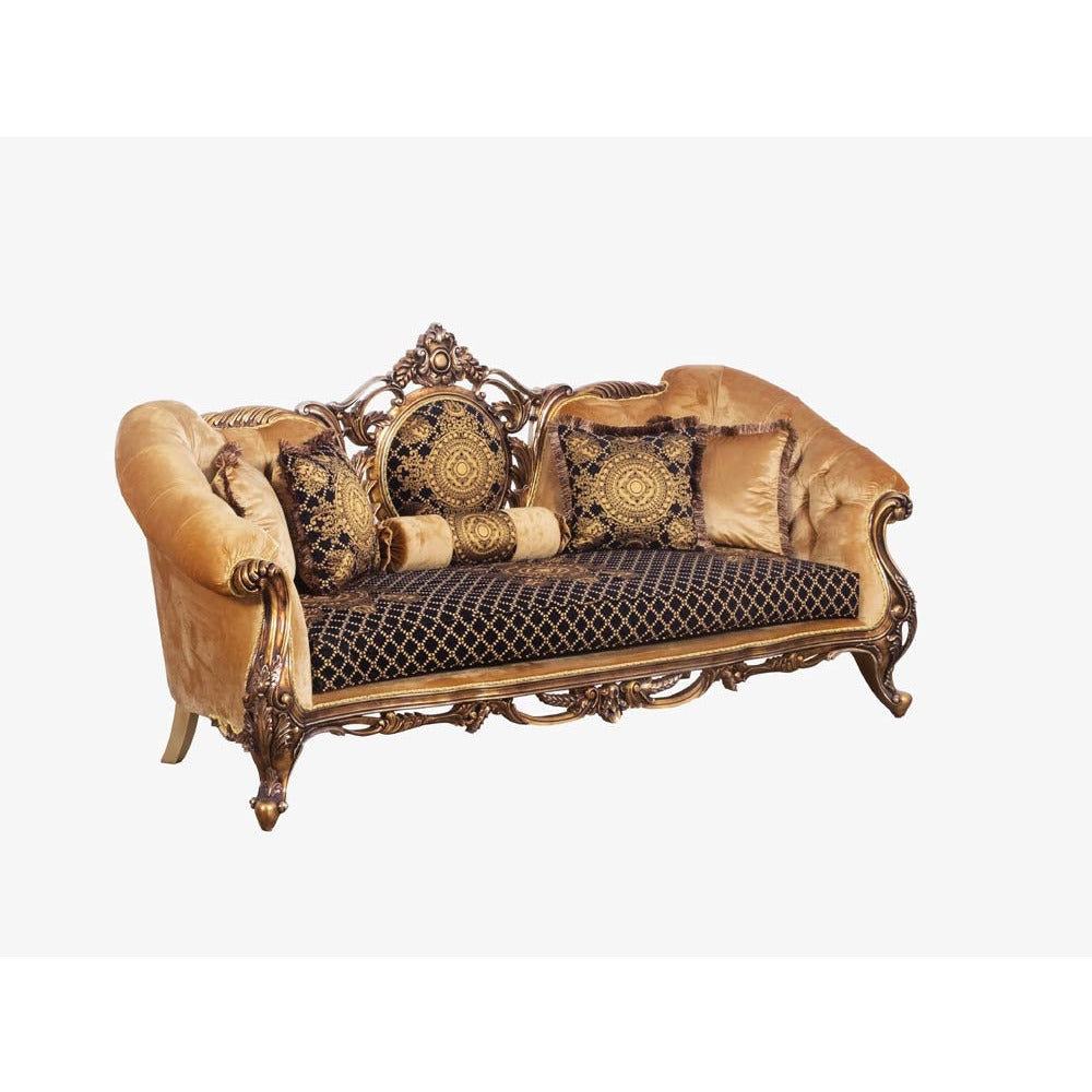 European Furniture - Rosella 2 Piece Luxury Sofa Set in Black and Parisian Bronze - 44697-SC - New Star Living