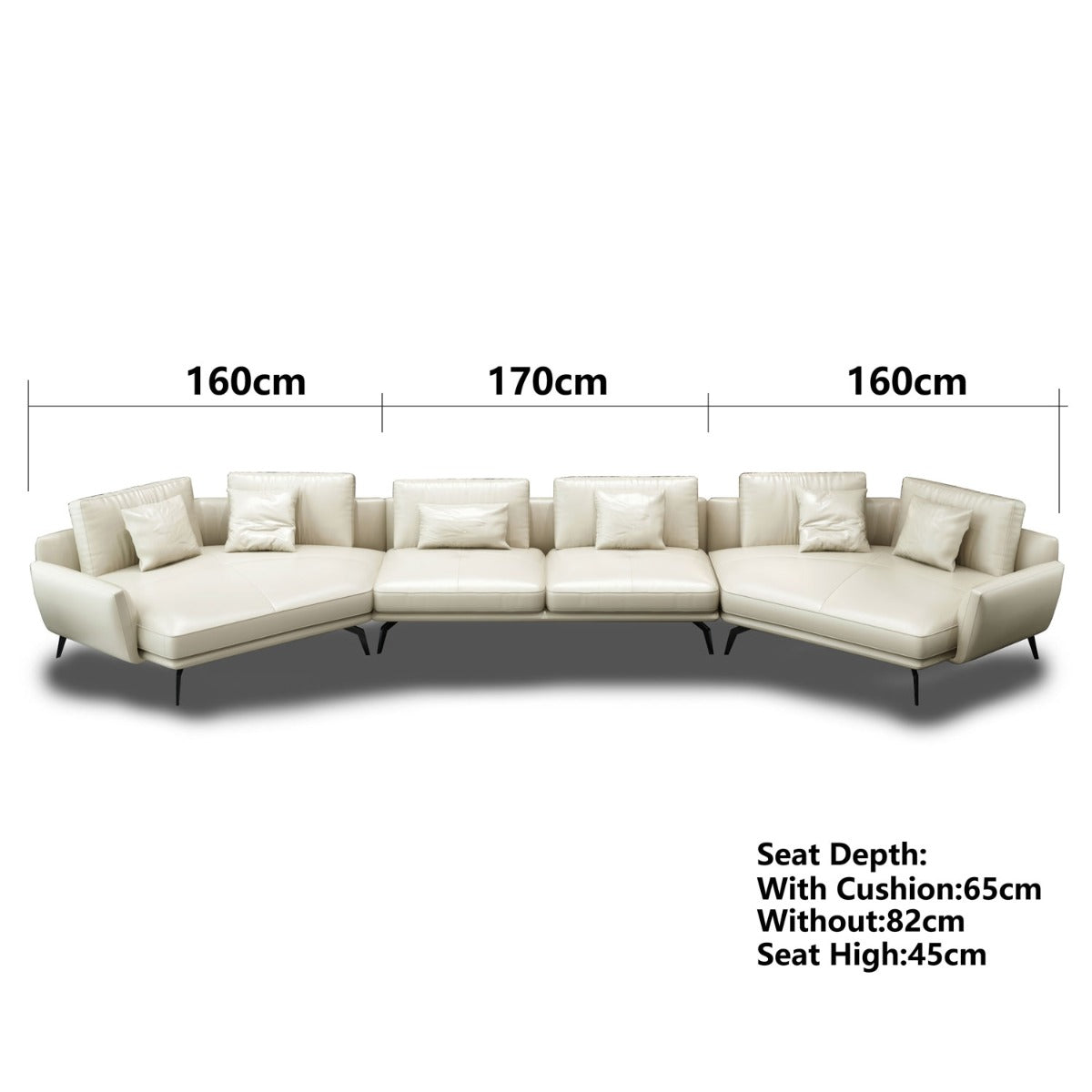 European Furniture - Venere 6 Seater Sectional in Off White Italian Leather - 65557-6S - New Star Living