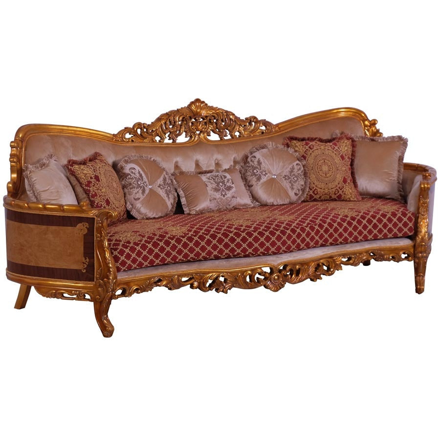 European Furniture - Modigliani Luxury Sofa in Red and Gold - 31058-S - New Star Living